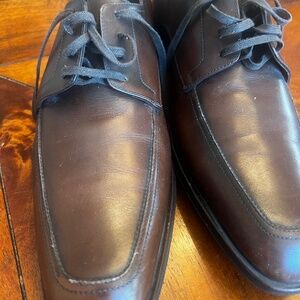 Salvatore Ferragamo Brown Leather Apron Toe Derby Shoes 10  Made in Italy